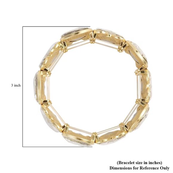 Stunning White Glass Stretch Bracelet in Goldtone - Picture 3 of 3